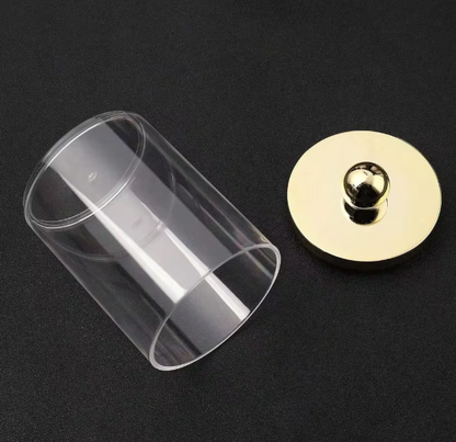 Wattestäbchen-Ballpolsterhalter, Kunststoff-Organizer mit Deckel, 10 oz Wattestäbchen-Apothekerglas, transparenter Organizer, Kosmetik-Organizer